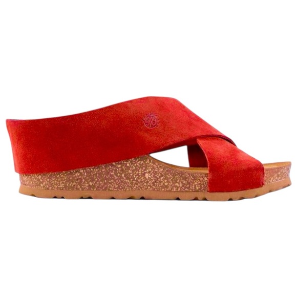 yokono Shoes - Yokono Red Suede Wedge Sandals comfortable boho made in Spain 6.5 NWT